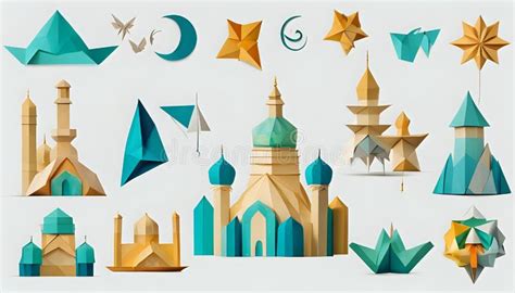 Illustration Of A Set Of Icons Mosque Icon Set Ramadan Or Ramadhan