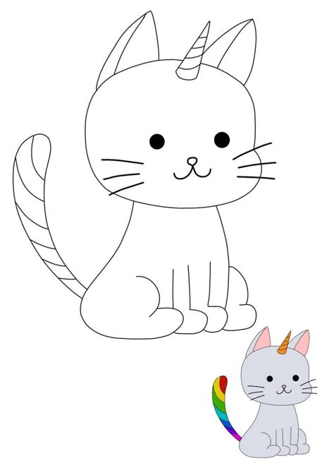 Easy Cute Unicorn Cat Coloring Pages 2 Free Coloring Sheets 2021