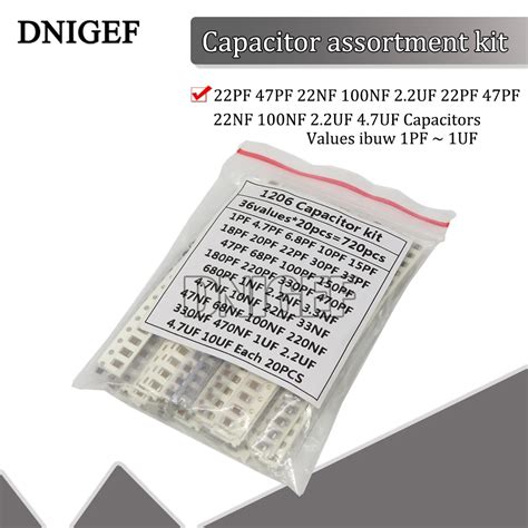 36Values 1pF 10uF Electronic Capacitor Set 1206 SMD Ceramic Capacitor