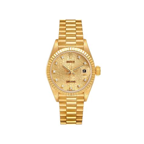 Rolex Datejust 26mm 69178 Full Yellow Gold President Champagne Comput Time Secret