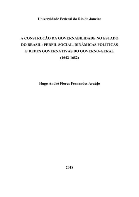 Pdf A Constru O Da Governabilidade No Estado Do Brasil Perfil