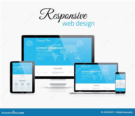 Diseño Web Responsivo En Imagen Plana Moderna Del Concepto Del Estilo