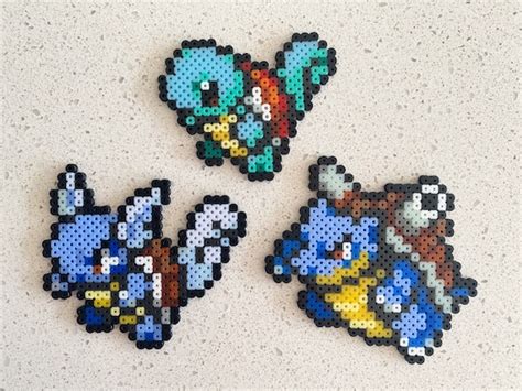 Squirtle Wartortle And Blastoise Pok Mon Pixel Perler Etsy