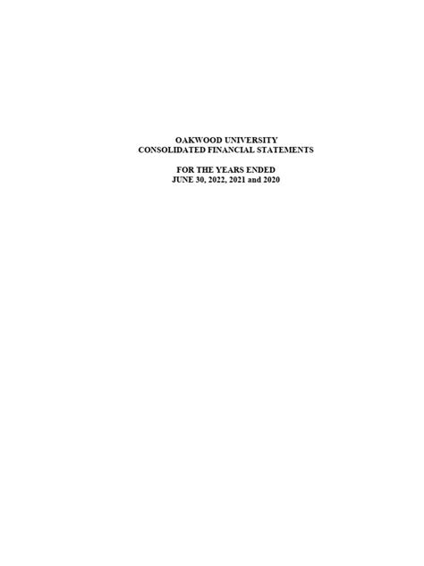 Oakwood University Consolidated Financial Statements Pdf