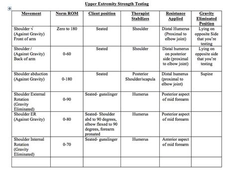 Physical Therapy Manual Muscle Testing Grades