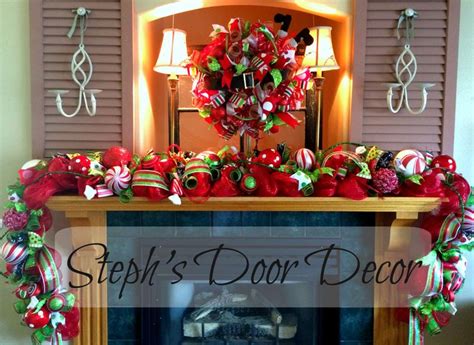 Christmas Candy Cane Santa Claus Wreath And Garland Set