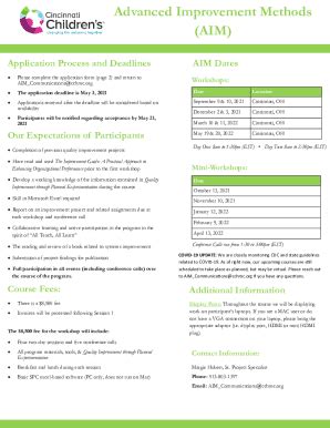 Fillable Online Advanced Improvement Methods Aim Application