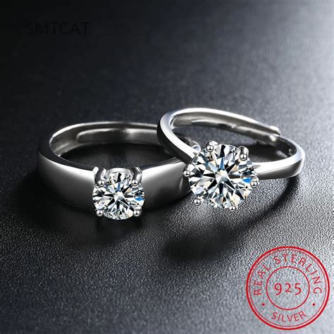 Mm Moissanite Ring Set Silver Brilliant Cut Carat Diamond Test