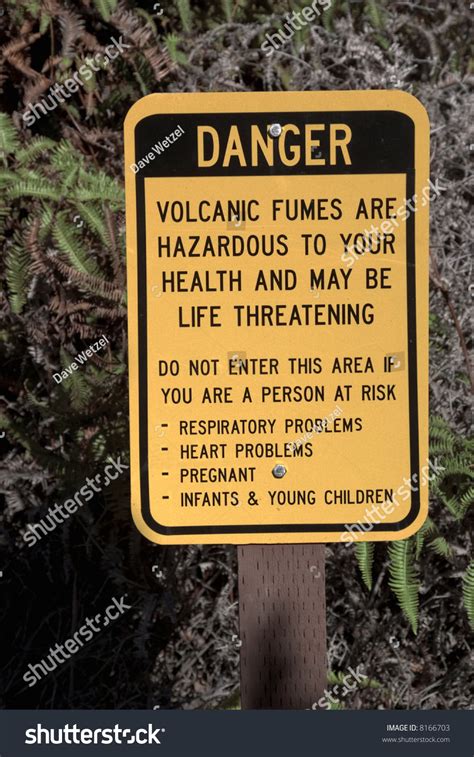 Picture Of A Warning Volcano Warning Sign From Hawaii Stock Photo