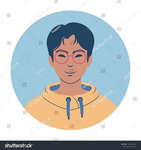 Portrait Young Man Colorful Hoodie Cartoon Stock Vector Royalty Free