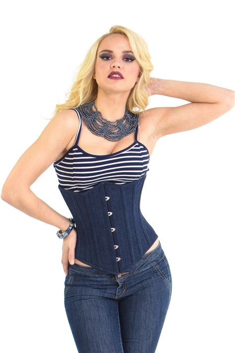 Dita Denim Blue Jean Underbust Steel Boned Corset Glamorous Corset