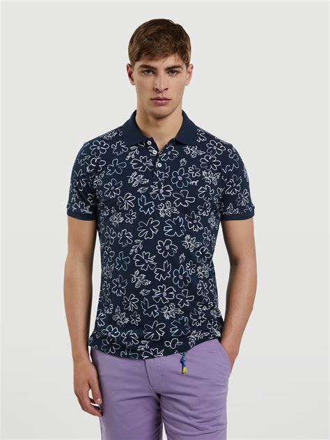 Mens Respekt Polo Piqué Shirt With Flowers Print