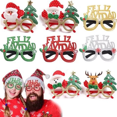 Lentes Navideños Santa Muñeco Reno Feliz Navidad 8 Piezas Meses sin