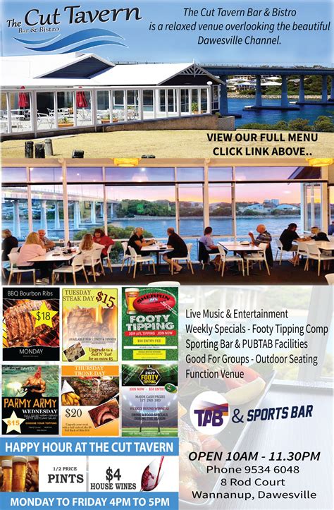 The Cut Tavern Bar And Bistro Restaurants Mandurah Online Menu