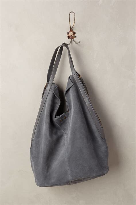 Grey Suede Hobo Bag