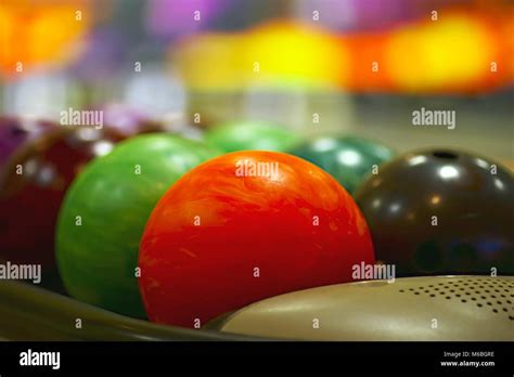 Nice Close Up Of The Colored Bowling Balls Stock Photo Alamy