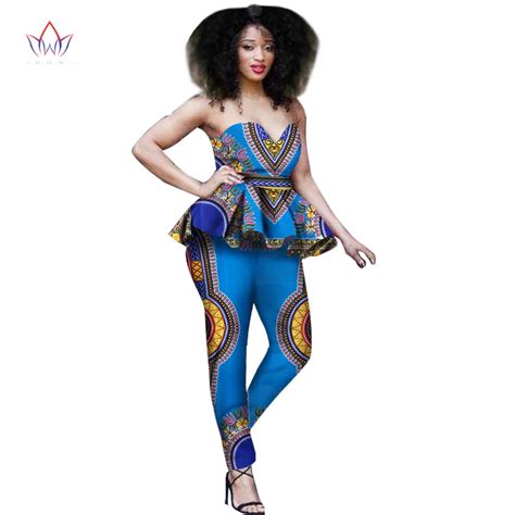 2018 Spring African Traditional Clothing For Women Sexy Dashiki Two Piece Suit Women Crop Top