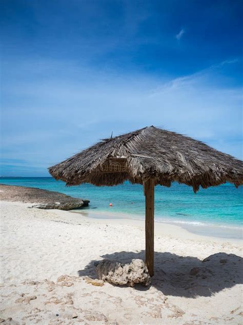 Sunny Day On An Aruba Beach Stock Image Image Of Holiday Palapa