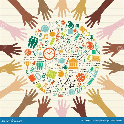 Education Global Icons Human Hands Stock Vector Illustration Of