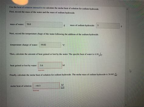 Solved Use The Heat Of Solution Interactive To Calculate The Chegg