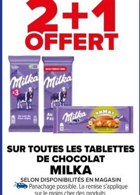 Promo SUR TOUTES LES TABLETTES DE CHOCOLAT MILKA Chez Carrefour Market