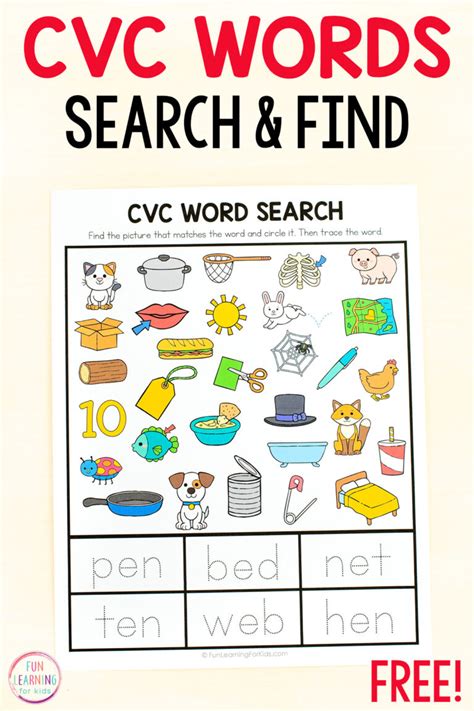 Word Search Cvc Worksheets Free Printable