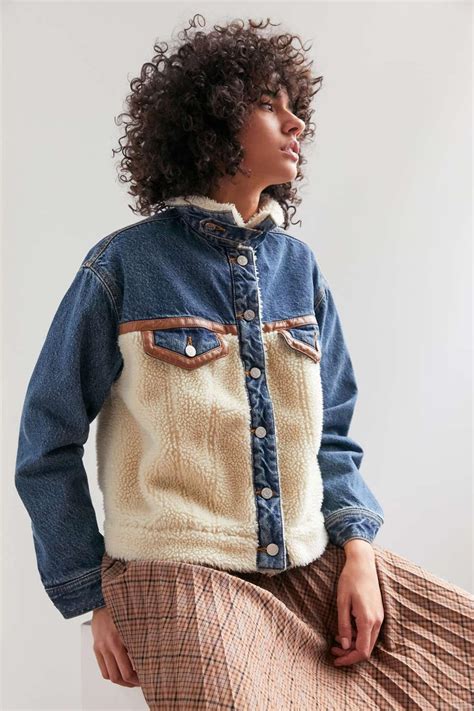 Bdg Cozy Denim Sherpa Trucker Jacket In Blue Lyst