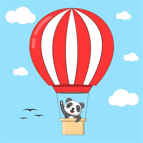 Illustration Of Cute Panda In Hot Air Balloon Vector Art At Vecteezy