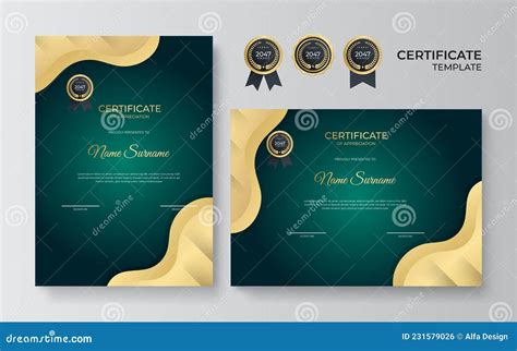 Multipurpose Certificate Of Appreciation Template With Green And Gold Color Modern Luxury