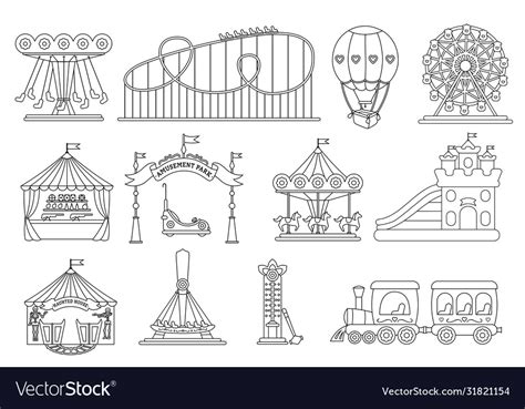 Amusement Park Silhouette Vector