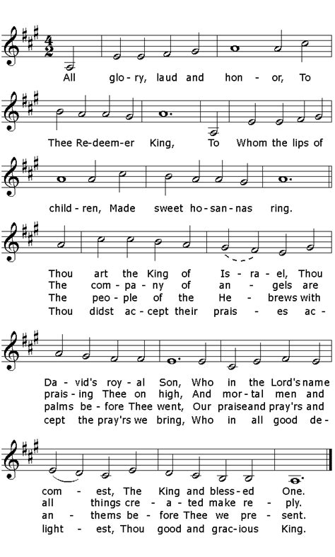 Traditional Catholic English Lyrics All Glory Laud And Honor Lent