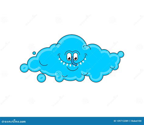 Funny Cloud Cheerful Clouds Isolated Stock Vector Illustration Of