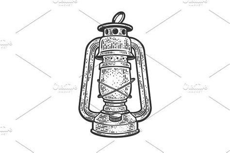 Kerosene Lamp Sketch Vector Lantern Illustration Tattoo Illustration