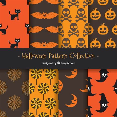 Colecci N De Patrones De Halloween Con Elementos Vector Gratis