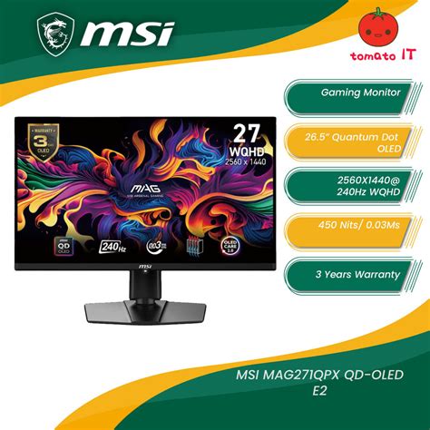 Msi Mag 271qpx Qd Oled E2 265 Quantum Dot Oled240hz Wqhd003ms