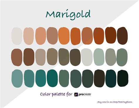 Marigold Procreate Color Palette Procreate Autumn Color Swatches Digital Download Colorful