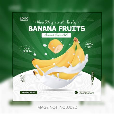 Premium Vector Fresh Banana Fruits Social Media Food Instagram Post