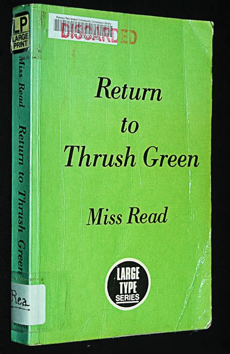 Return To Thrush Green 9780860092216 Miss Read Books