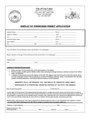 Fillable Online Display Of Fireworks Permit Application Fax Email Print