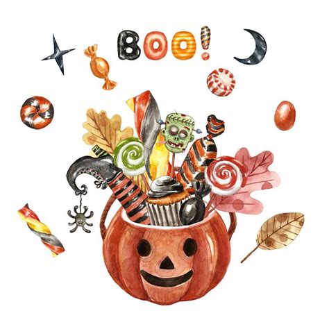 Cubo Del Caramelo Calabaza De Halloween Stock De Ilustraci N