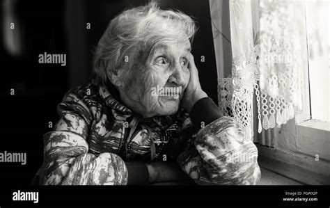 Black And White Photo Elderly Woman Near Hi Res Stock Photography And