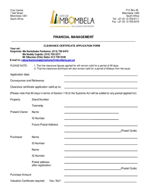 Fillable Online City Of Mbombela Application Form Fax Email Print