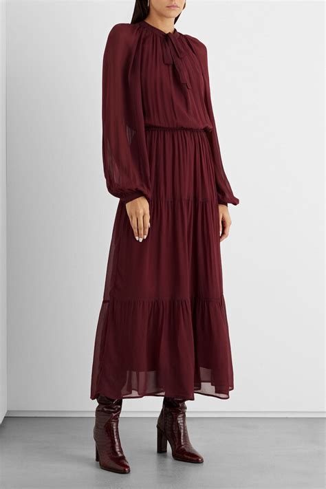 Iris Ink Emily Pussy Bow Chiffon Maxi Dress Shopstyle