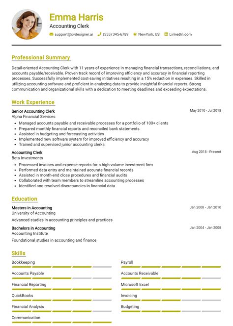 6 Accounting Clerk Resume Examples And Templates For 2024 How To Craft A Winning Cv Cvdesignerai