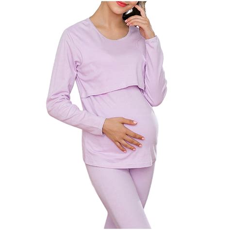 Selfieee Selfieee Womens Maternity 2 Pieces Soft Nursing Pajamas Set