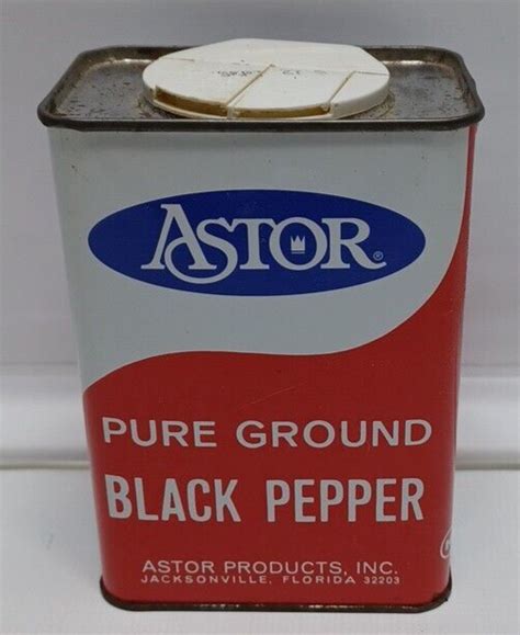 Vtg Astor Whole Tin Can Spice Tin Pure Ground Black Pepper Sept 1997