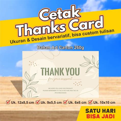 Jual Kartu Terima Kasih Thanks Card Thank You Card Toko Online Shop