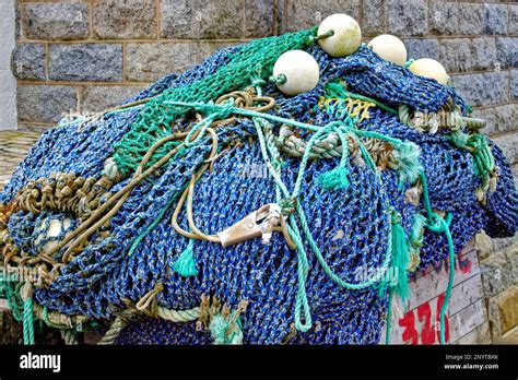 Whitehills Aberdeenshire Scotland Fishing Village Blue Nets Green Ropes