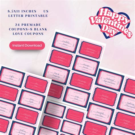 32 Printable Anniversary Surprise Love Coupons I Love My Girlfriend Unique Romantic Love