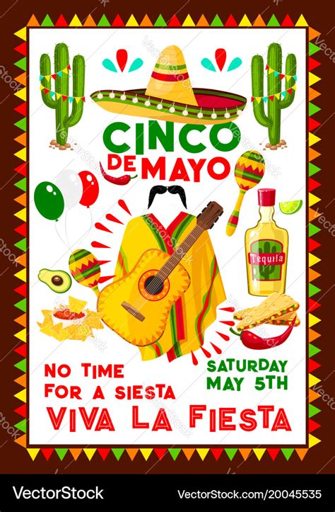 Mexican Poster For Cinco De Mayo Holiday Vector Image